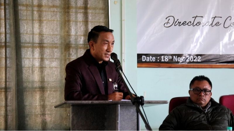Joint Director of Agriculture, N Jacob Yanthan speaking during the review meeting on preparedness for international Year of Millet-2023 held in Kohima on November 18.